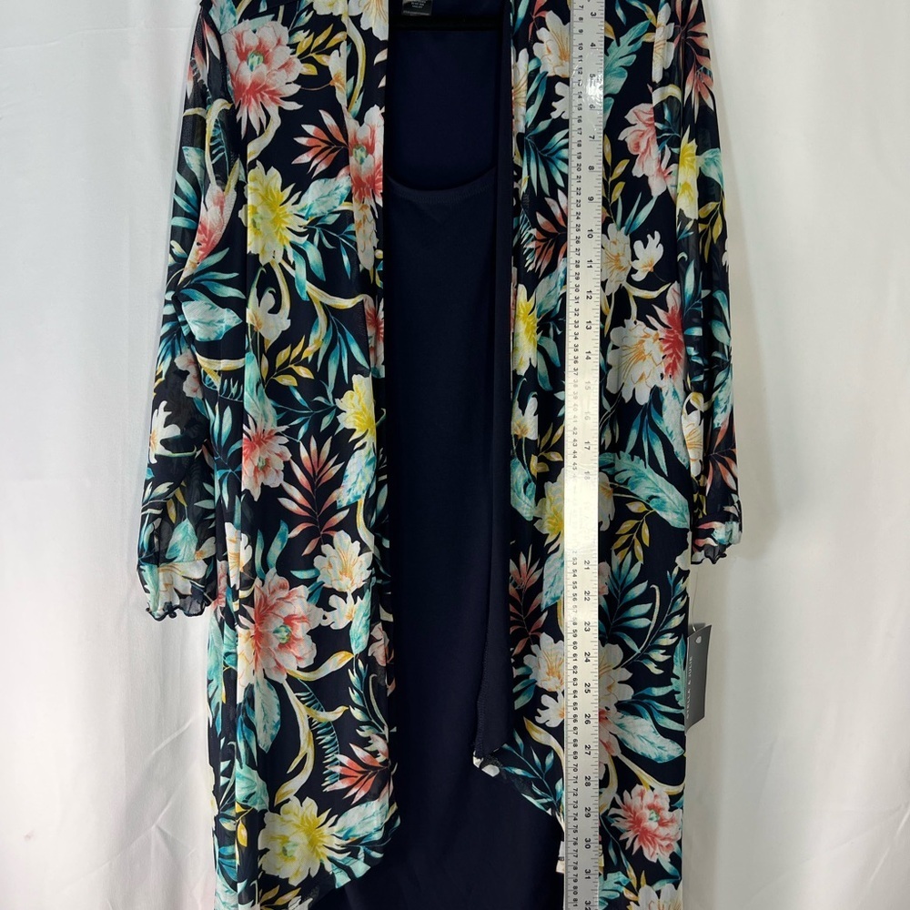 Navy Dress with Floral Sheer Kimono Size 18 NWT - Picture 4 of 9